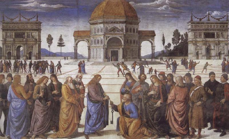 Pietro Perugino Christ giving the Keys to St.Peter France oil painting art